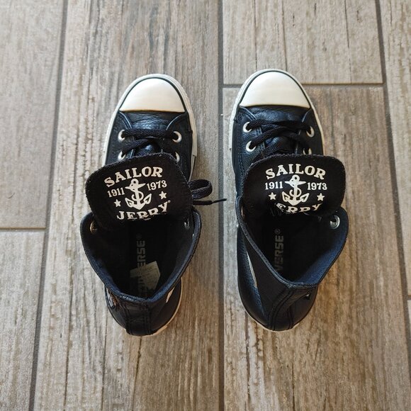 Rare Genuine Leather Converse All Star Chuck Taylor Sailor Jerry Shoes - Men's 4 - Picture 6 of 16